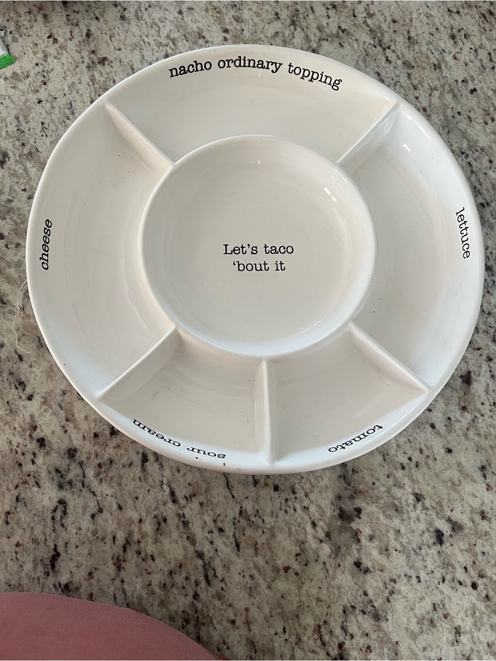 Mud Pie White Ceramic Divided Taco Serving Platter